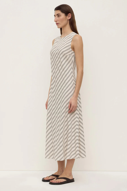 Lenny Stripe Midi Dress | Cream/Smoke