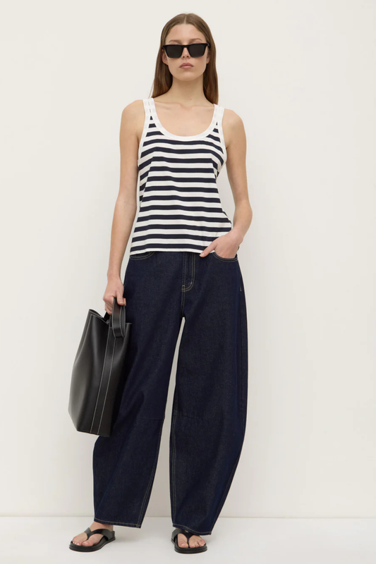 Adria Stripe Jersey Tank | Antique White/Navy Stripe