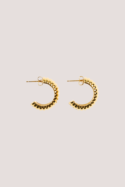 Ridged 14k Gold Plate Huggie Stud Earring