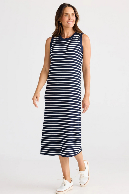 Squad Dress | Navy w White Stripe