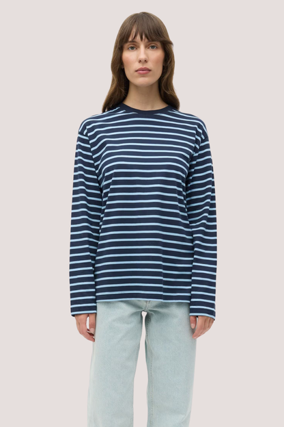 Enkulla LS Stripe | Navy Powder Blue Stripe