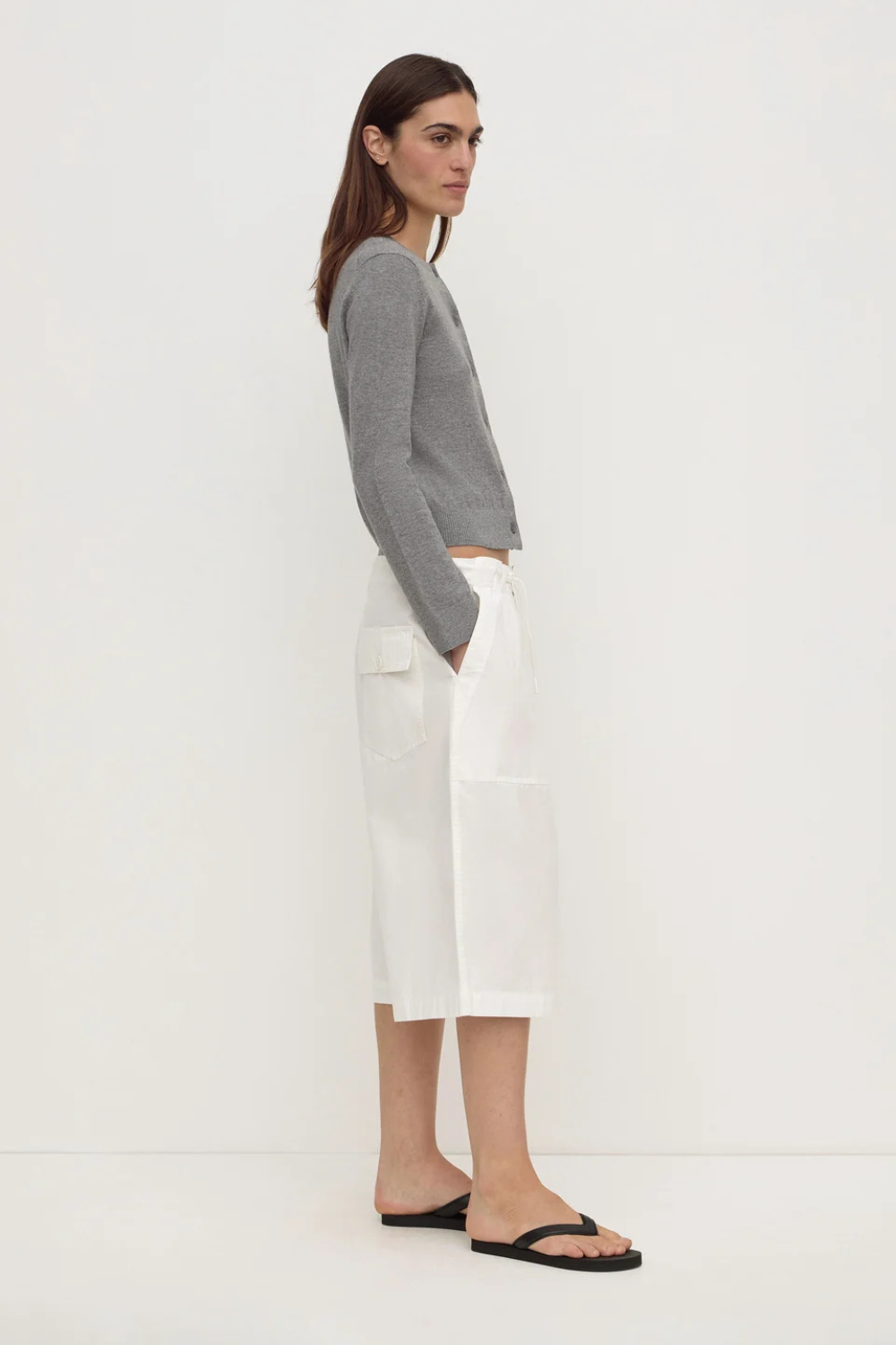 Orina Cotton Cashmere Cardigan | Dark Grey Marle