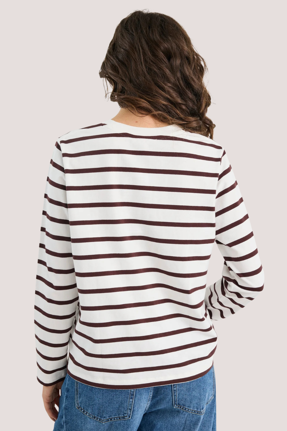 Tether Chocolate White Stripe LS Boxy Tee