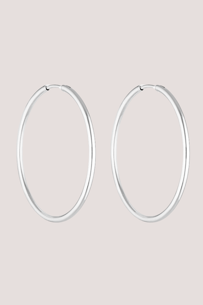 90's Hoops 50mm | White Gold
