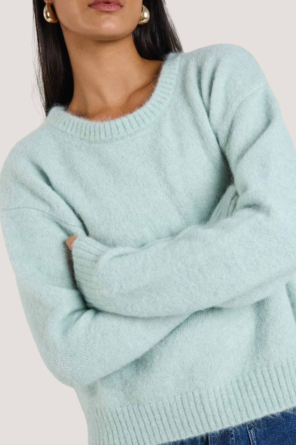 Laidback Sea Foam Mohair Blend Relaxed Jumper