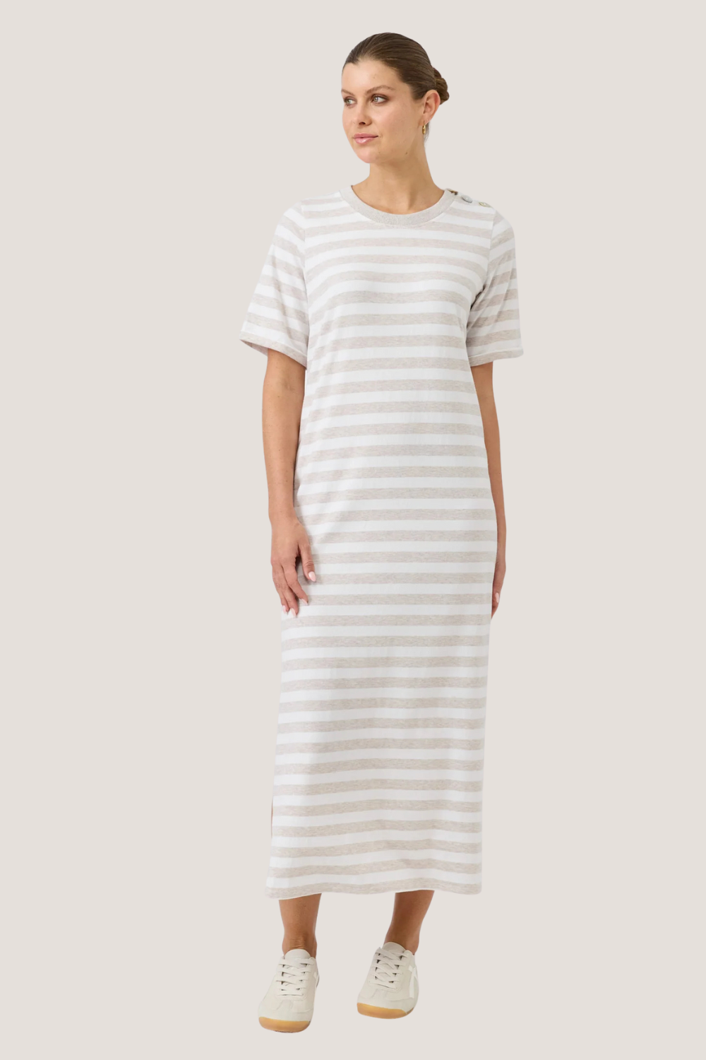 Studio Stripe Tshirt Dress | Stone