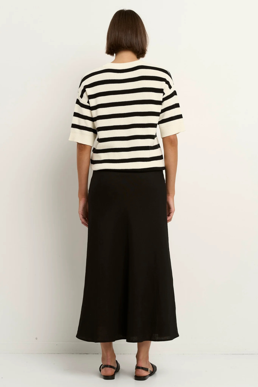 Summit Black Linen Blend Tie Waist Bias Maxi Skirt