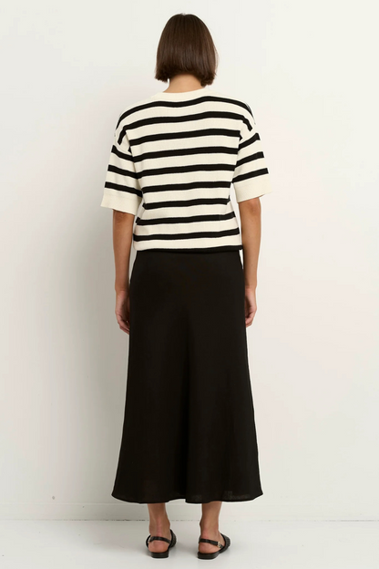 Summit Black Linen Blend Tie Waist Bias Maxi Skirt