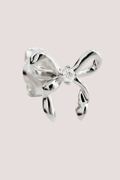 Sterling Silver Forever More Bow Stud Earrings