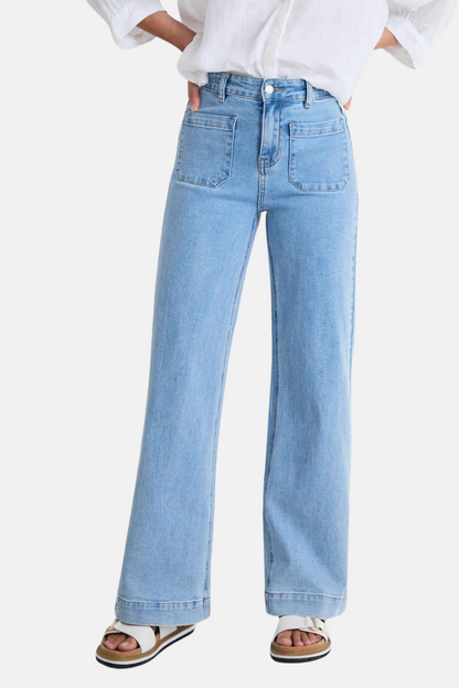 Zoey Light Blue High Rise Wide Leg Pocket Jean