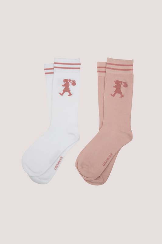 Runaway Girl Socks 2 Pack | Pink/White