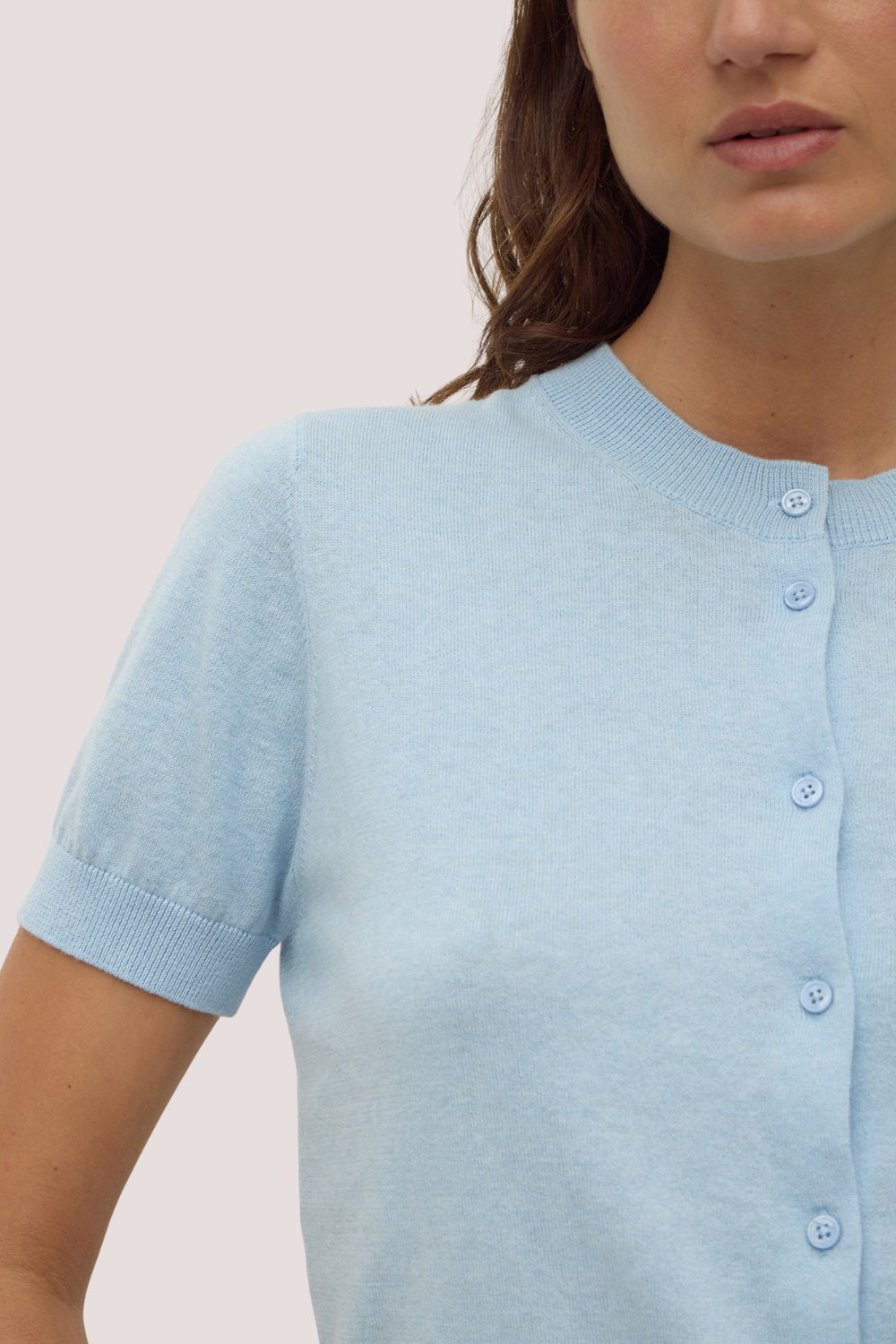 Semra Cotton Cashmere Short Sleeve Cardigan | Salt