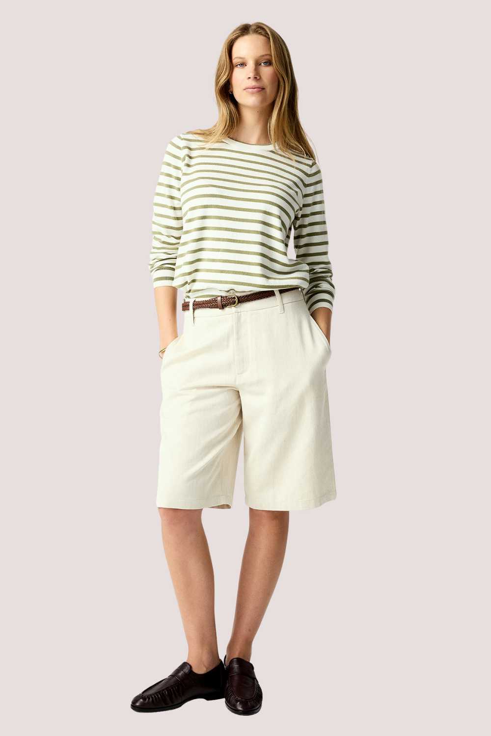 Fountain Sweater | White Linen/Eucalyptus
