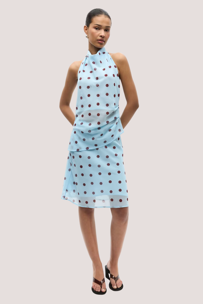 Enyarsi Skirt AOP | Blue Maroon Polka Dot