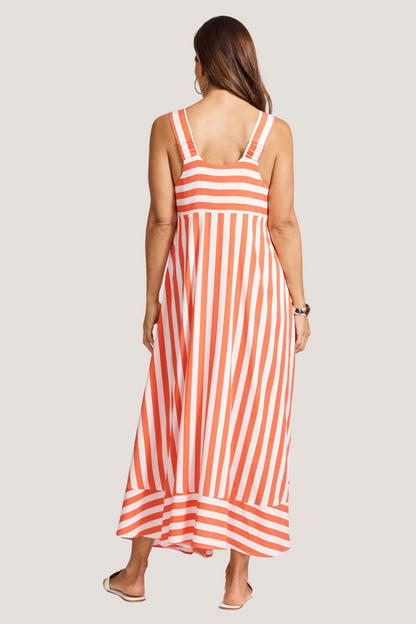 Treville Stripe Tank Maxi Dress | Coral