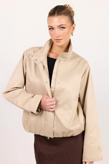 Landscape Taupe Funnel Neck Track Jacket