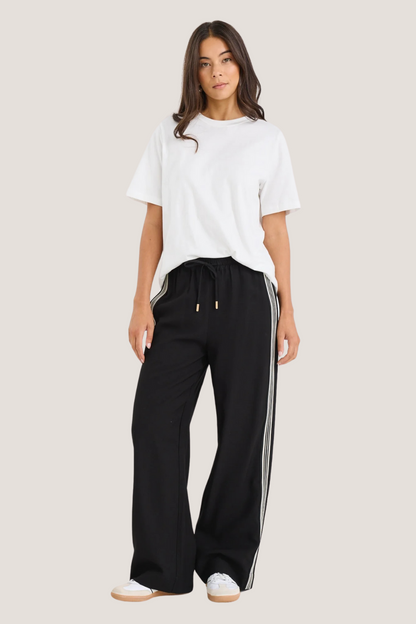 Vibe Black Jacquard Stripe Wide Leg Pants