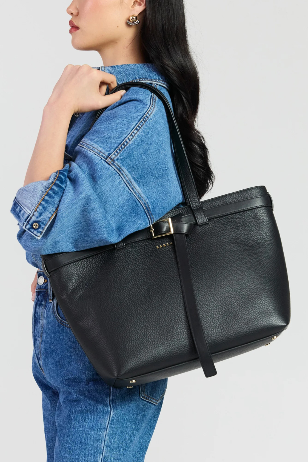 Tabby Shoulder Bag | Black + Bronze