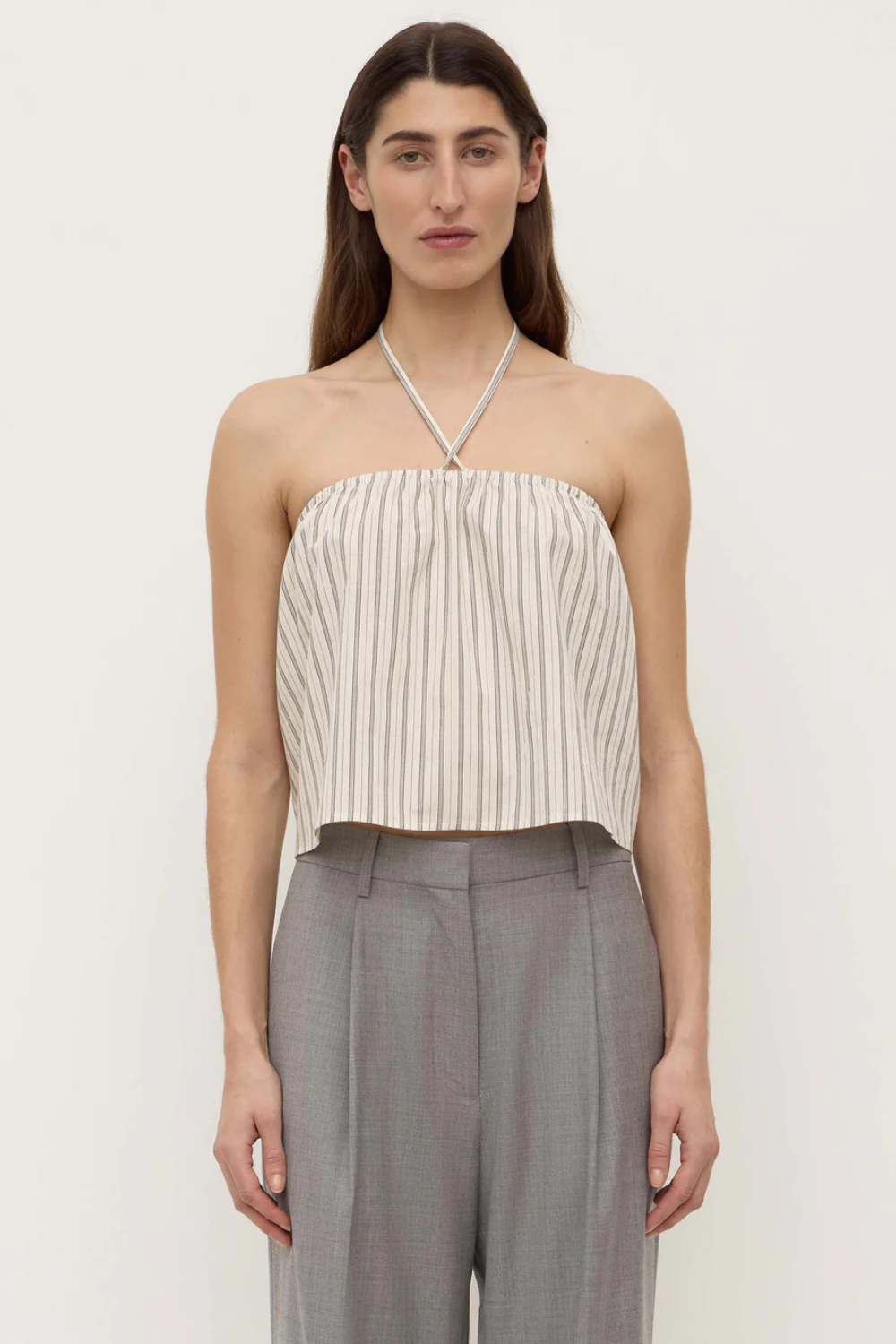 Ria Stripe Top | Cream/Smoke