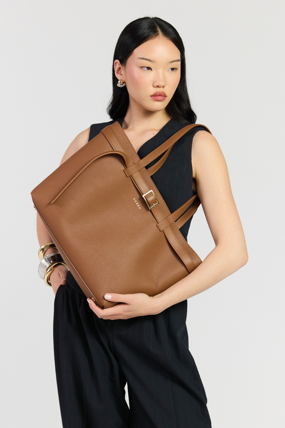 Tabby Shoulder Bag | Tan + Bronze