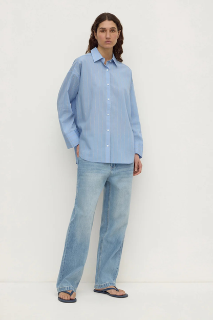 Delaney Italian Stripe Shirt | Blue