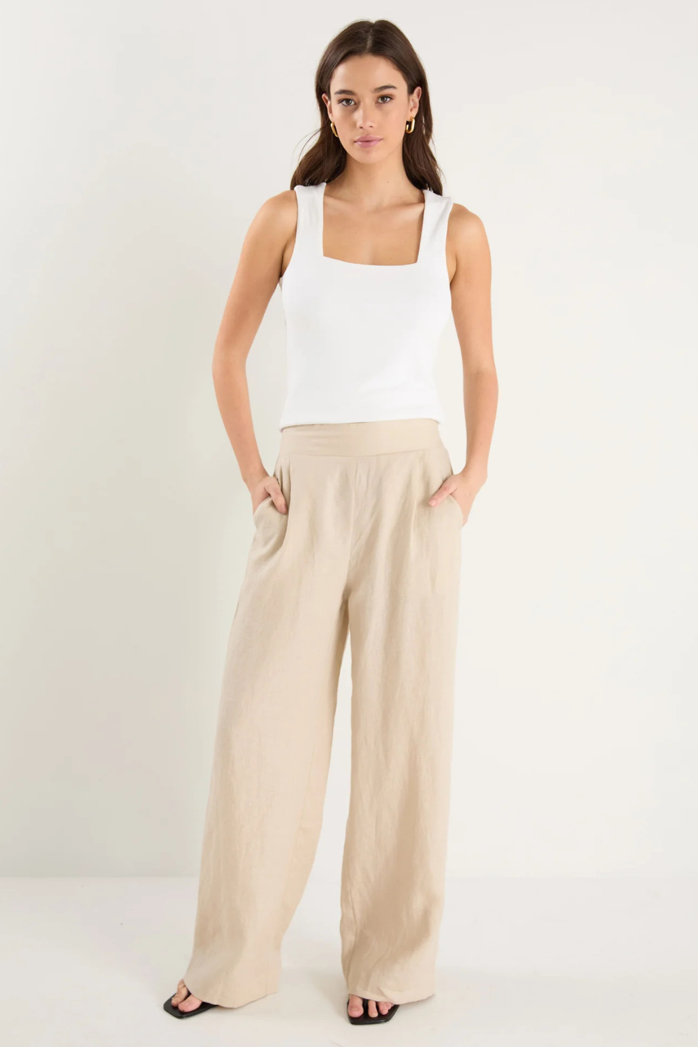 Guardian Stone Linen Pull On Wide Leg Pants