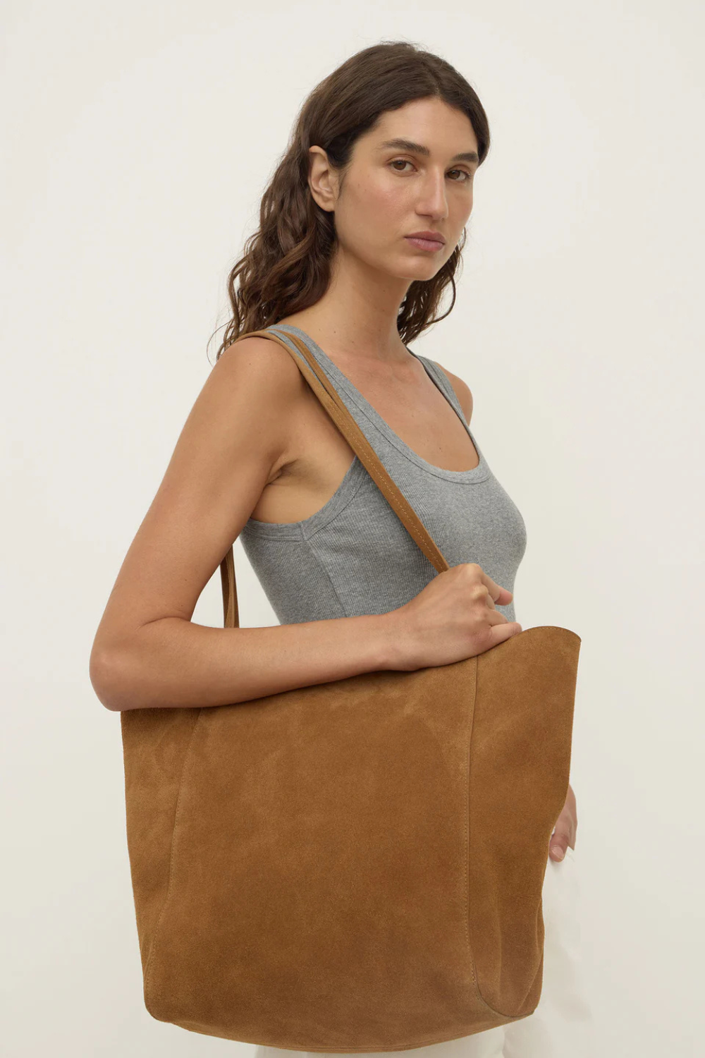 Paige Suede Tote Bag | Tan
