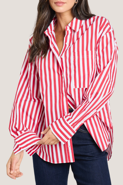 You Got This Red Stripe Oversized Shirt