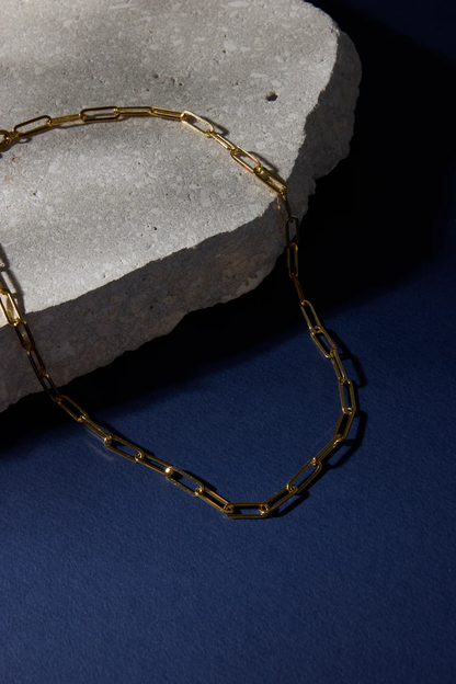 Paperclip 14k Gold Plate Chain Necklace