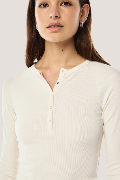 Prive Rib LS Tee | Whisper White