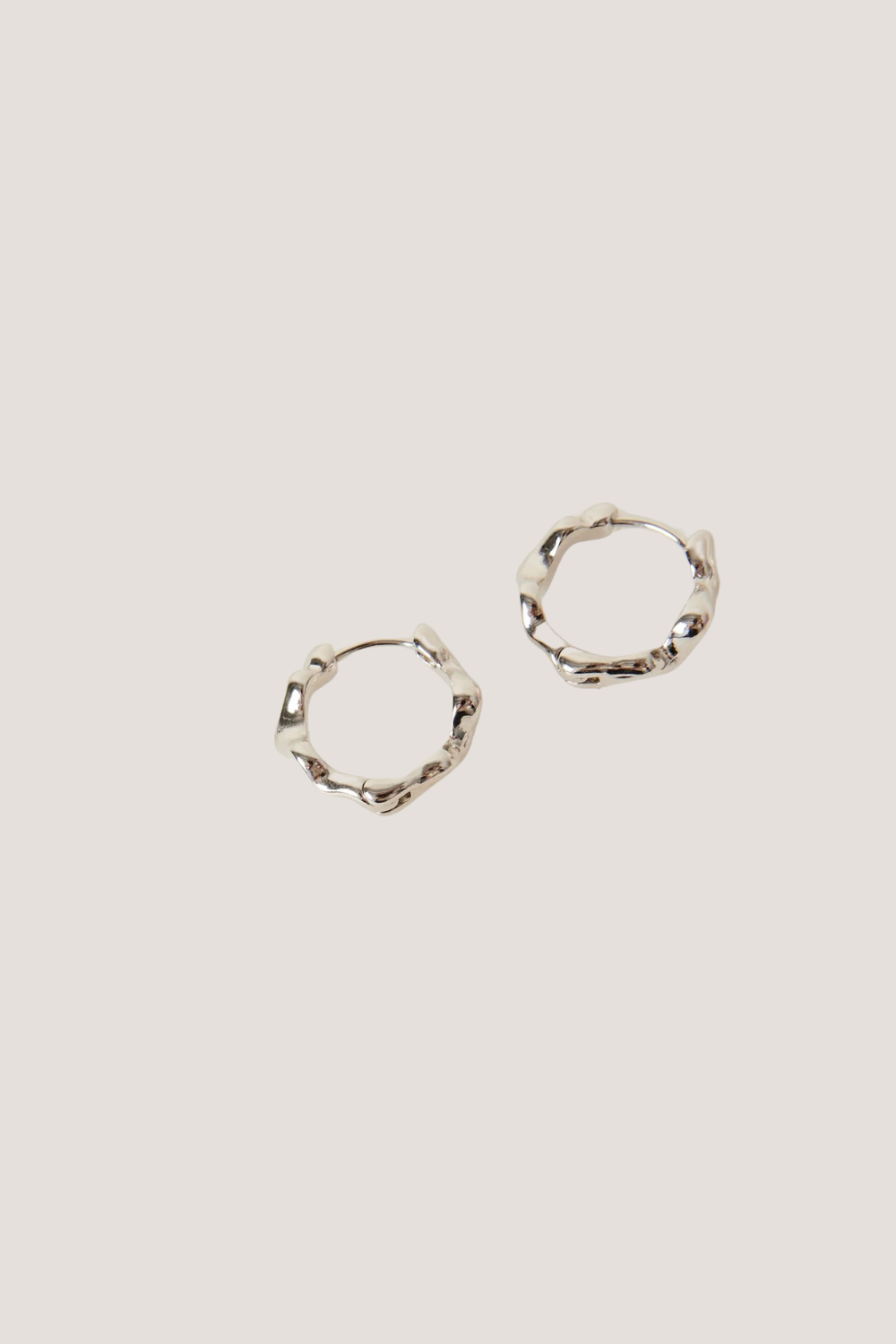 Wavey Hoop Rhodium Earrings