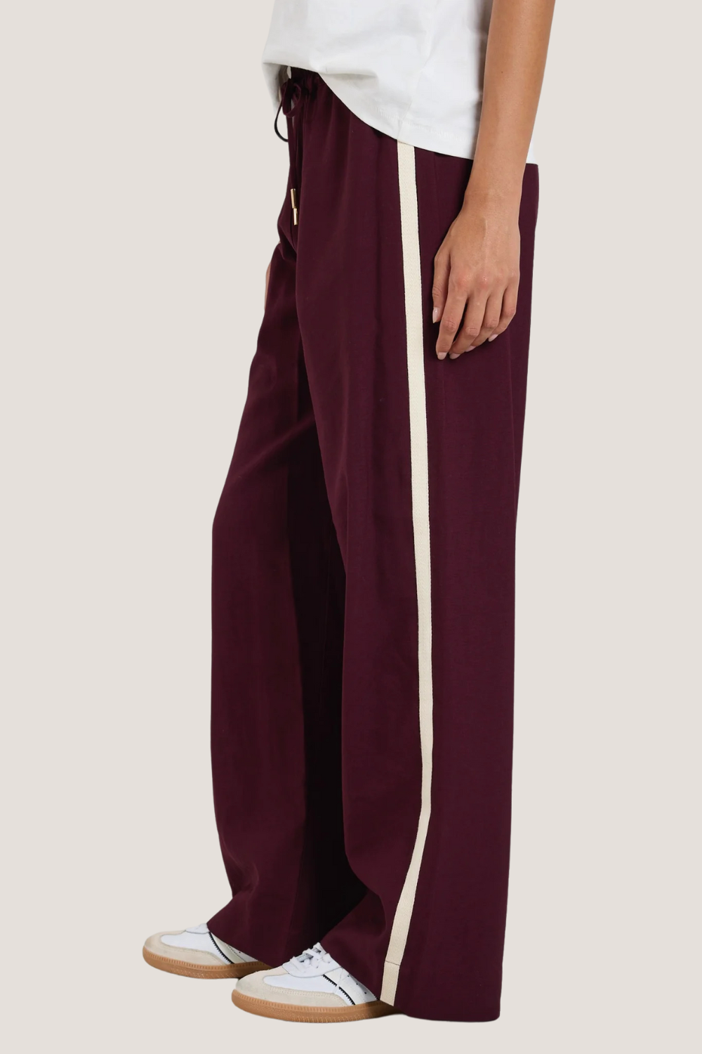 Townie Burgundy Stripe Side Tape Wide Leg Pants