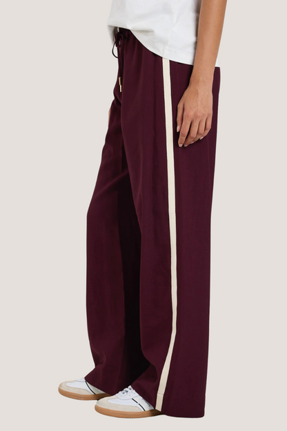 Townie Burgundy Stripe Side Tape Wide Leg Pants