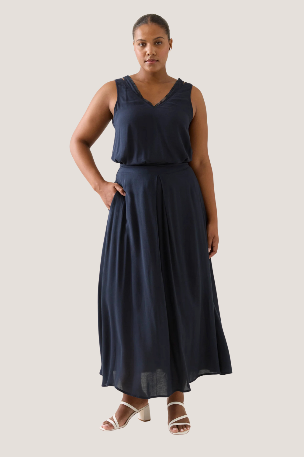Oline Pleat Skirt | Navy