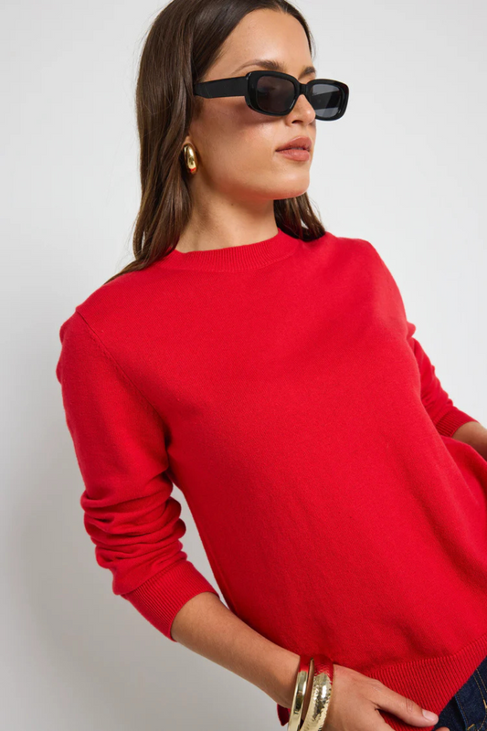 Staycation Red Fine Gauge Cashmere Blend Knit Jumper