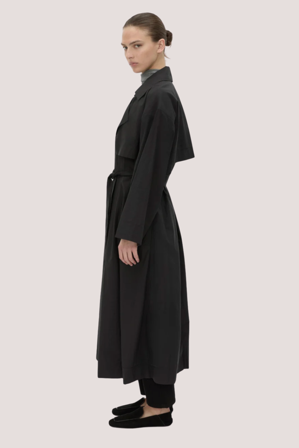 Rhia Sheer Full Length Trench | Black