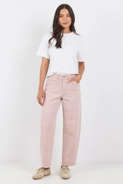 Idolise Pale Pink Stretch Soft Barrel Jean