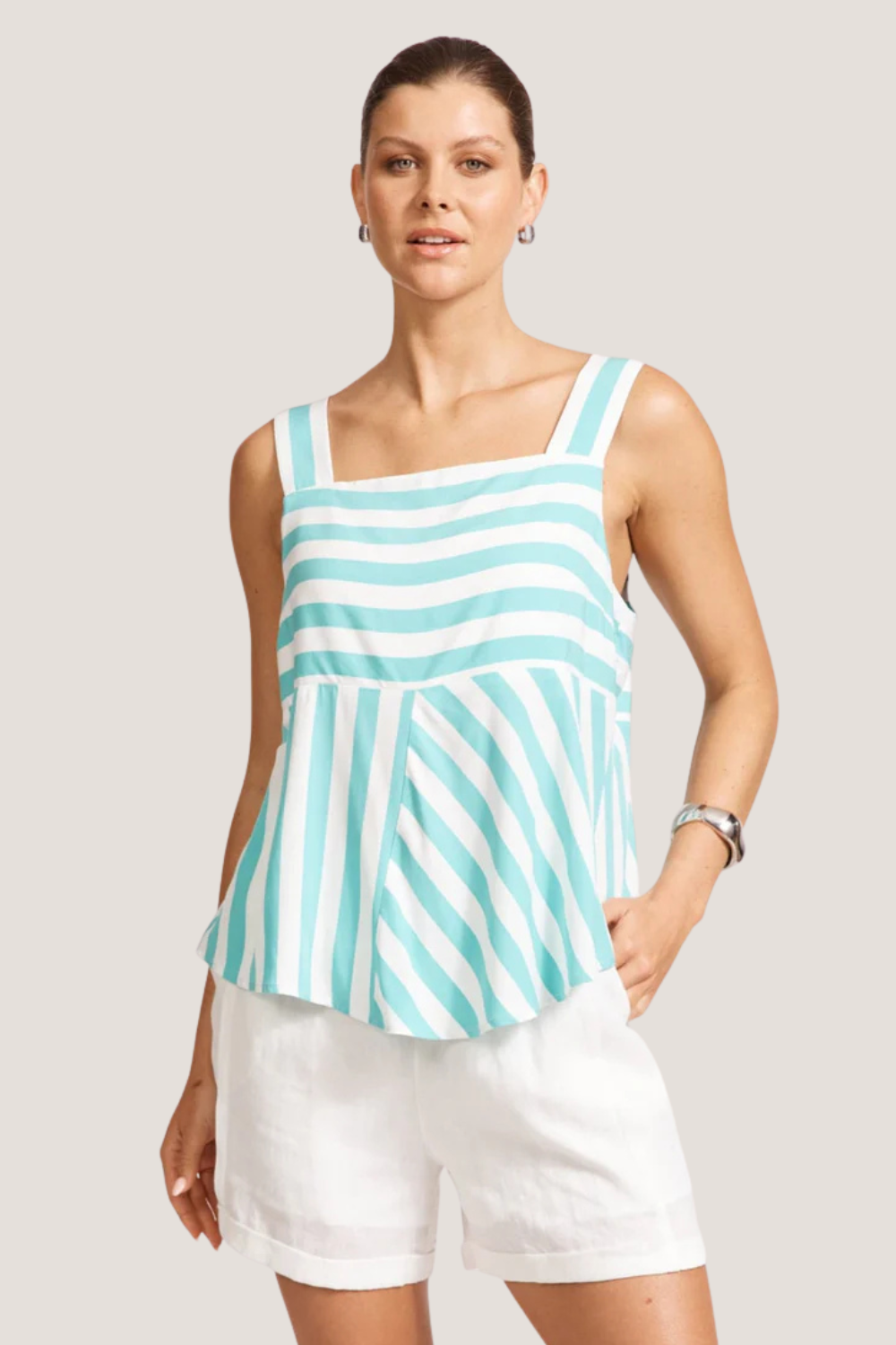 Treville Stripe Tank | Aqua