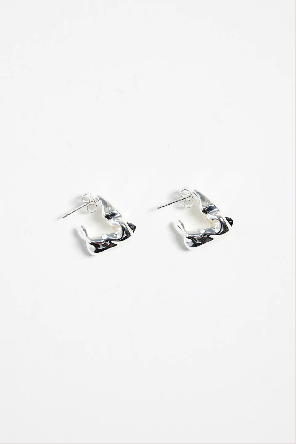 Wavy Organic Sterling Silver Plate Huggie Earring