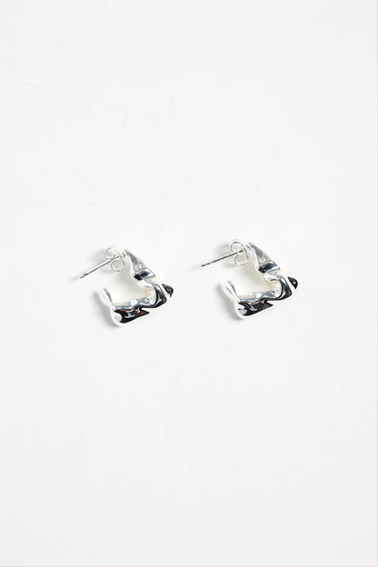 Wavy Organic Sterling Silver Plate Huggie Earring