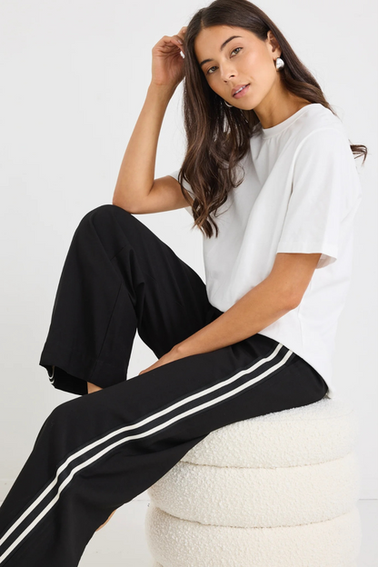 Ambient Black Contrast Waist Wideleg Pants