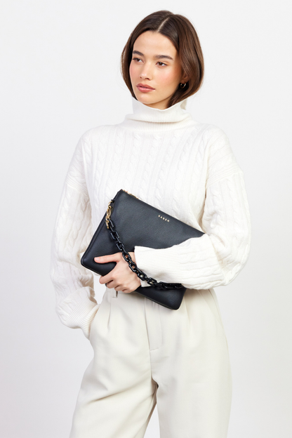 Matilda Crossbody | Black + Tonal Chain