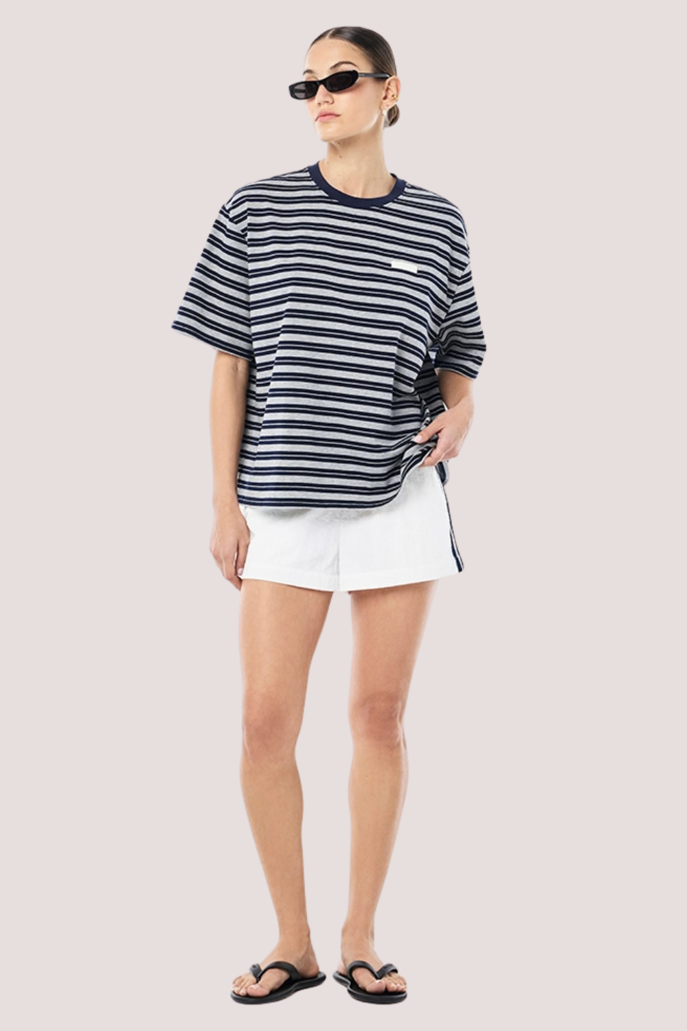 Oversized Spark Tee | Dark Navy Stripe