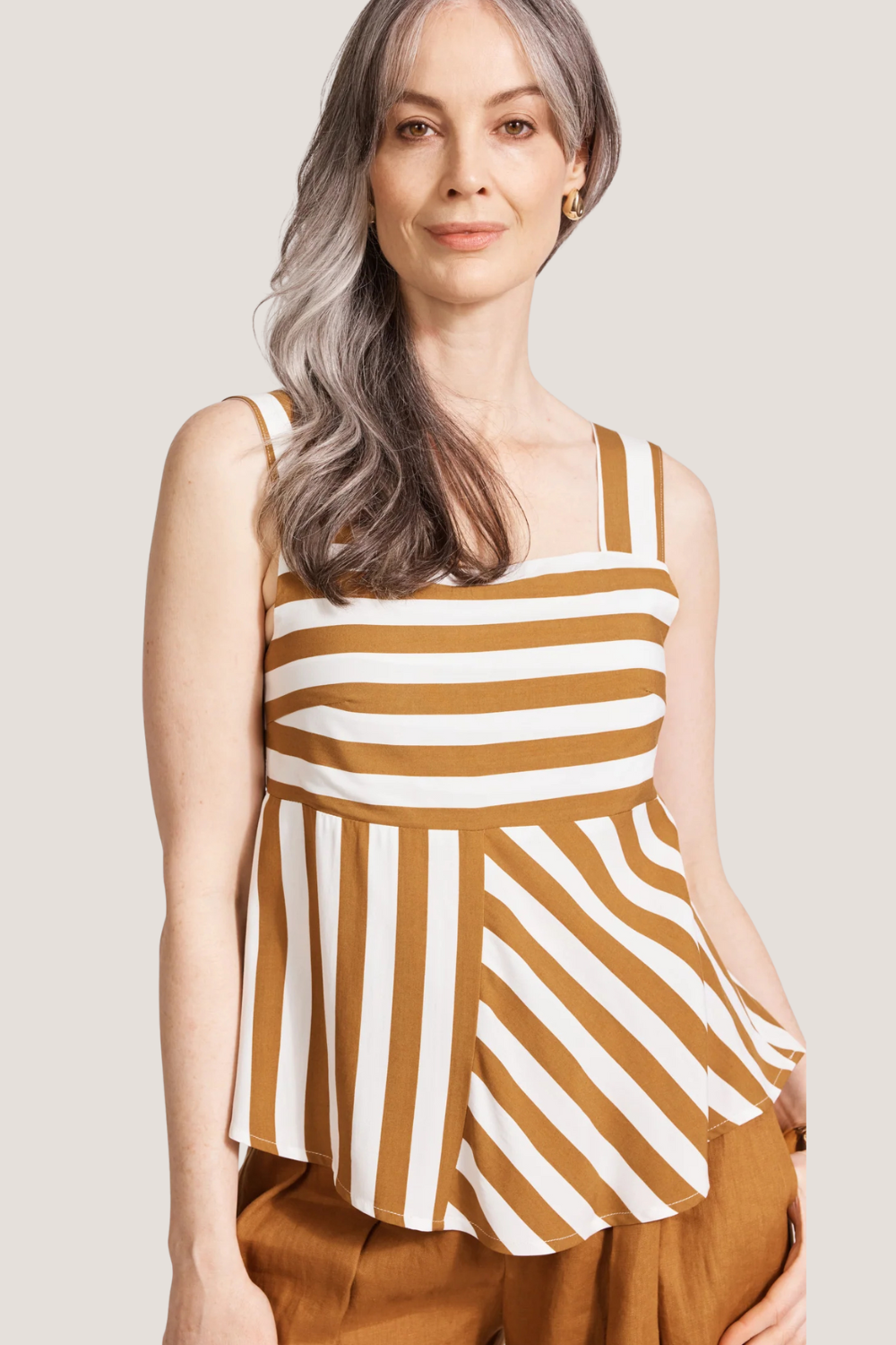 Treville Stripe Tank | Caramel