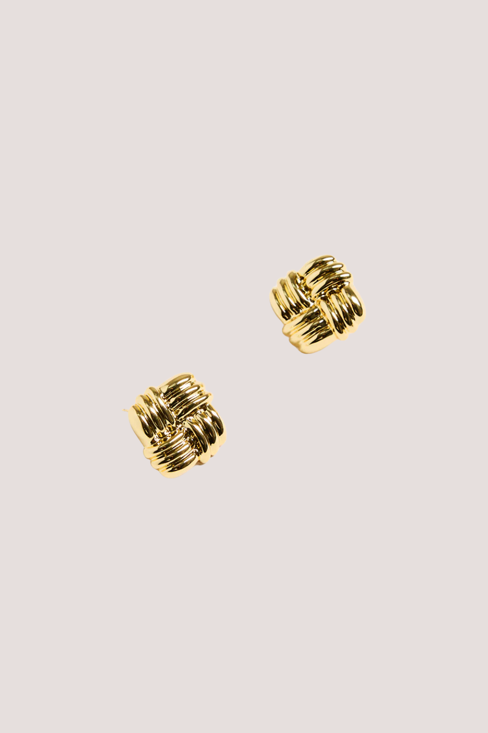 Square Weave Gold Stud Earring