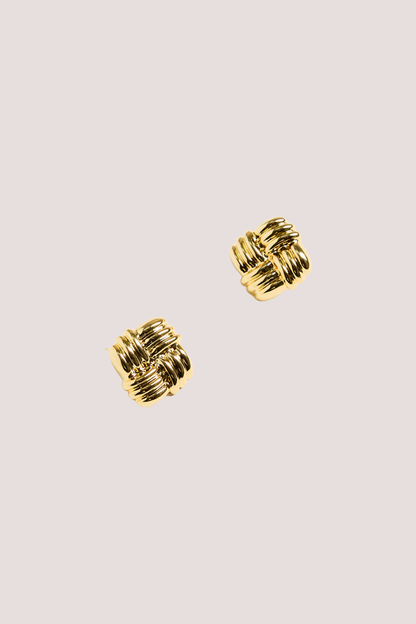 Square Weave Gold Stud Earring
