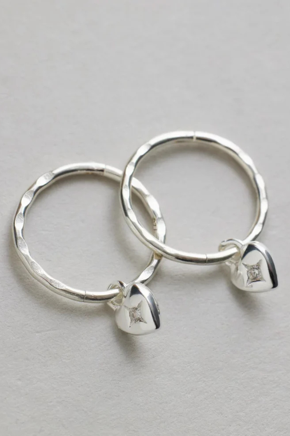 Mini Heart Hoops | Silver