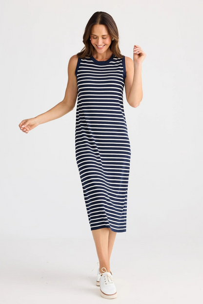 Squad Dress | Navy w White Stripe