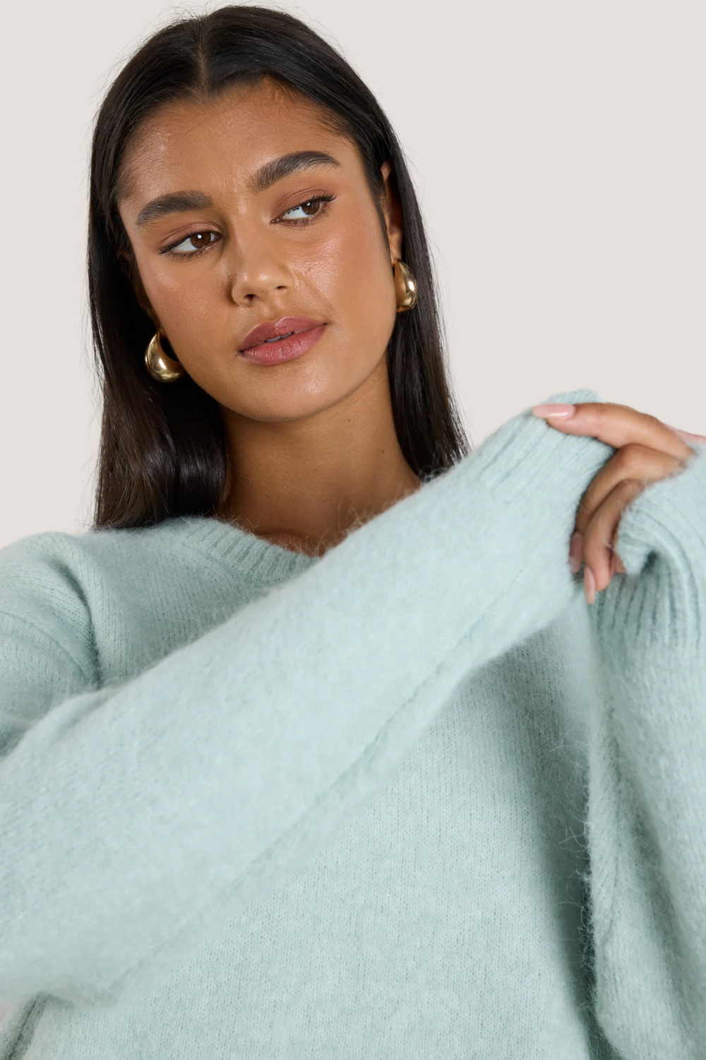 Laidback Sea Foam Mohair Blend Relaxed Jumper
