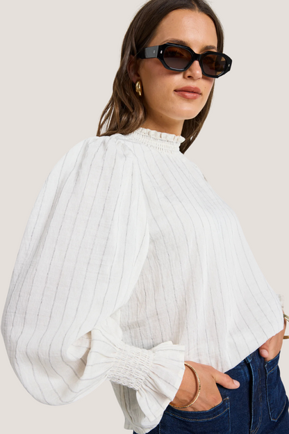 Emphatic Ivory Stripe High Neck Top